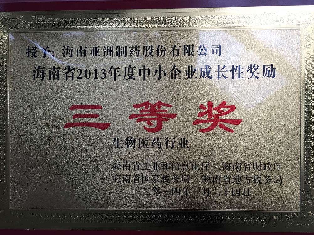 13年度中小企业成长性奖励三等奖